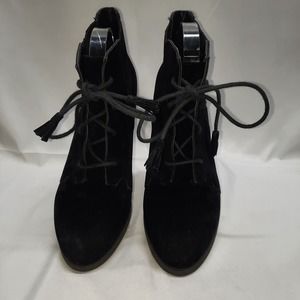 New Madden Girl Dailee Black Faux Suede Wedge Bootie 10